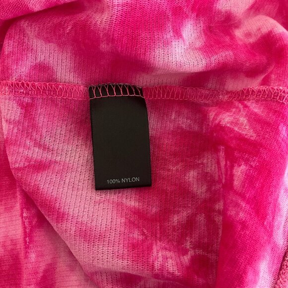 Avenue Womens Mesh Top Size 3X 22/24 Pink Tie Dye Square Neck Short Sleeve - Picture 9 of 10